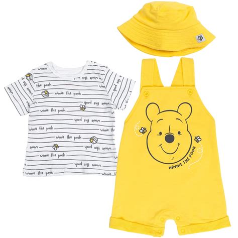 Disney Winnie the Pooh Baby Boys 3 Piece Outfit Set: Overalls T-Shirt ...