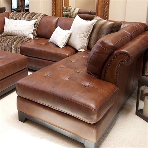 Corsario Leather Sectional with Right Facing Chaise and Ottoman ...