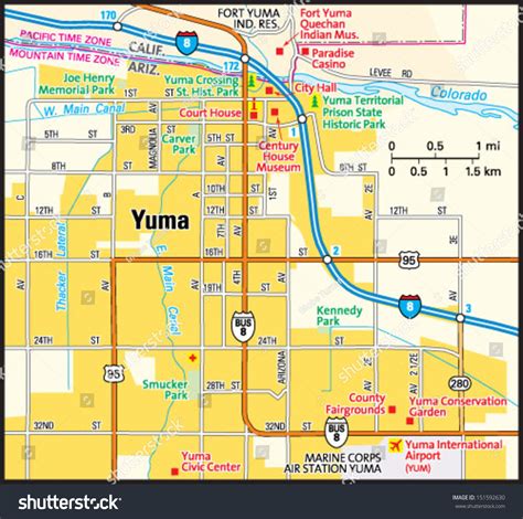 Yuma Arizona Area Map Stock Vector (Royalty Free) 151592630 | Shutterstock