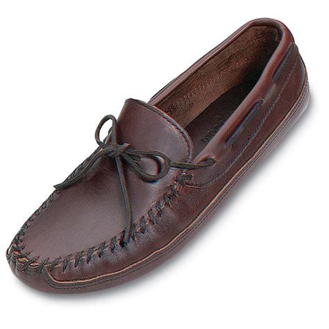 Men's Minnetonka Moccasins Lariat Leather Double Bottom Softsole Moc ...