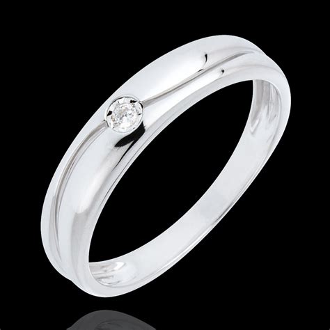 Anillo Amor oro blanco 9 quilates y diamante 0.022 quilates : joyas Edenly