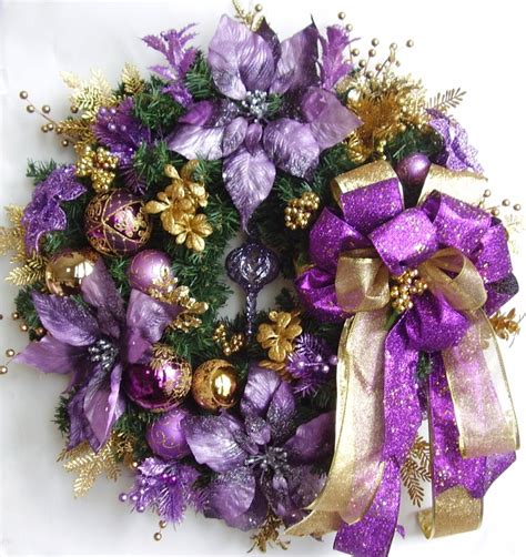 Christmas Purple/Gold Wreath | Purple christmas decorations, Purple ...