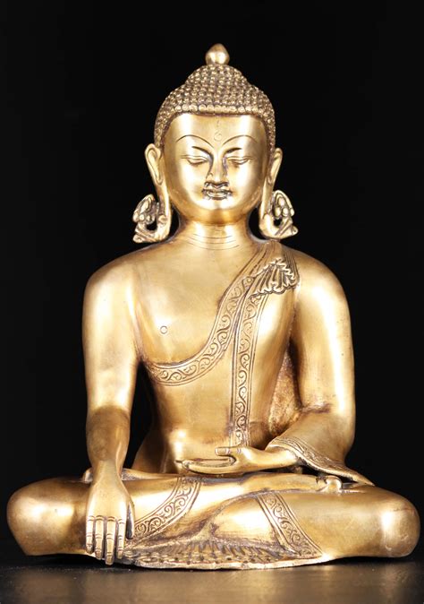 Brass Meditating Buddha Sculpture 12" (#72bs36z): Hindu Gods & Buddha ...