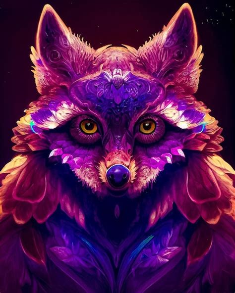 Premium Photo | A purple fox with a purple background.