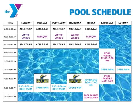 Pool Schedule – Moore County YMCA