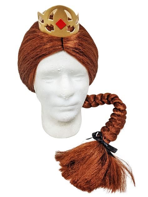 MyPartyShirt Princess Fiona Shrek Wig With Crown Braid Womens Costume ...