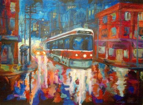 Rainy Night - Streetcar 30x40 Acrylic #caseyoneillart # ...