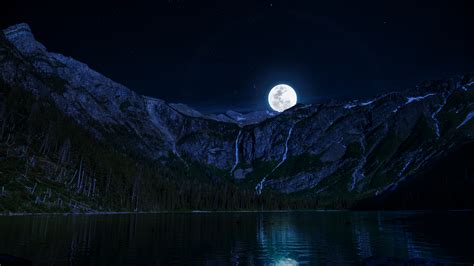 🔥 Free Download Lake Night Moon Mountains Wallpaper by @aliciawalters ...