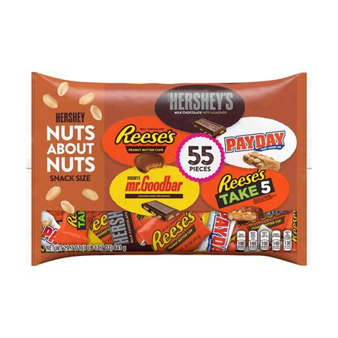 Hershey, Nuts About Nuts Nut Assortment Snack Size Candy, Halloween, 29 ...