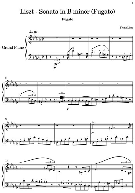 Liszt - Sonata in B minor (Fugato) - Sheet music for Piano