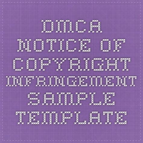 DMCA Notice of Copyright Infringement - Sample Template | Templates ...