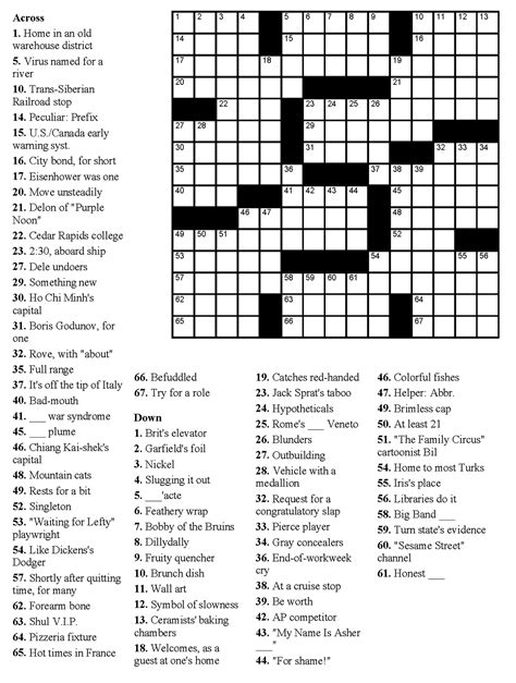 Easy Crossword Puzzles For Seniors Printable