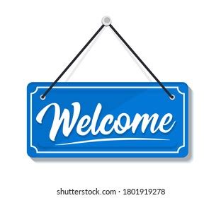 Welcome Hanging Door Sign Isolated On Stock Vector (Royalty Free ...