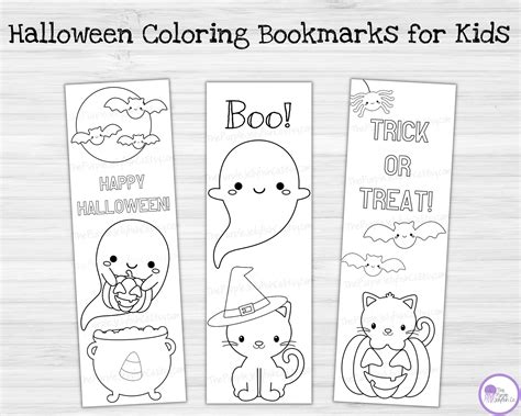 Halloween Coloring Bookmarks, Halloween Bookmarks for Kids, Halloween ...