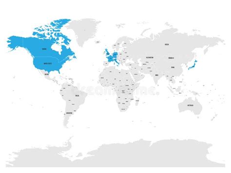 Group of Seven Countries, G7, Highlighted in the World Map. Vector ...