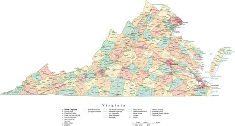 virginia printable map - virginia county map - Allison Yorking