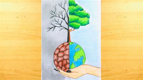 How to Draw World Environment Day Poster | Save Nature Drawing Easy ...