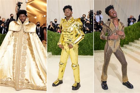 Lil Nas X wears three gold outfits on Met Gala 2021 red carpet