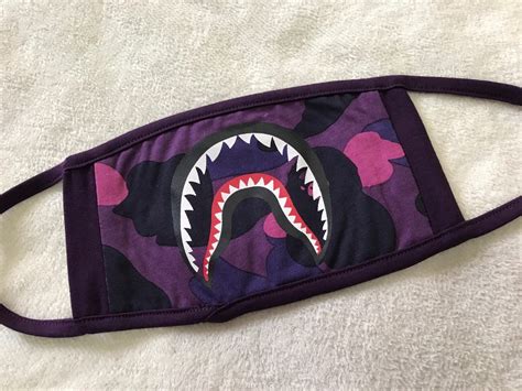 A Bathing Ape Bape Shark Logo Face Mask Purple Free Shipping | Bape ...