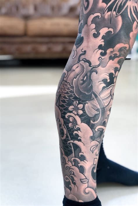 Tattoo uploaded by Christopher Henriksen | Upstream koi #koi # ...