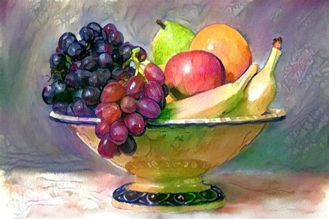 Fruit bowl watercolor still life. Great to display in your kitchen or ...