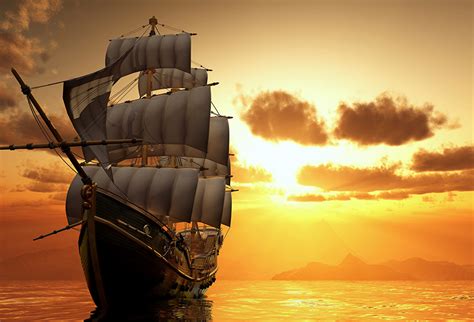 Images Sea 3D Graphics Sky Ships Sailing