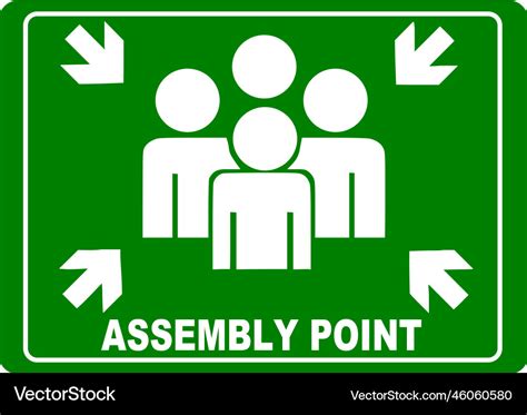 Assembly point sign simple flat image Royalty Free Vector