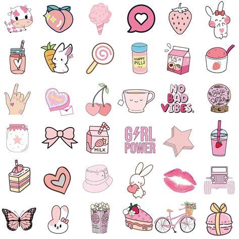 Buy 100PCS Cute Pink Stickers for Water Bottles, Kawaii Aesthetic VSCO ...