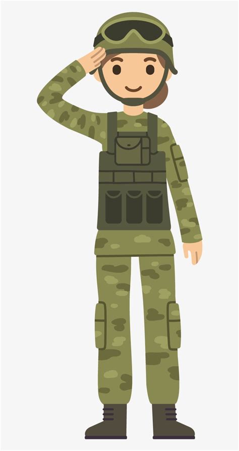 Soldier Salute Cartoon Wearing A Uniform Transprent - Cartoon Soldier ...