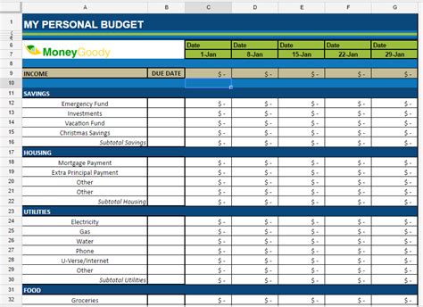 Recurring Monthly Expenses Template