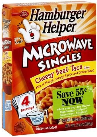 Hamburger Helper Microwave Singles Cheesy Beef Taco Flavor - 7.4 oz ...