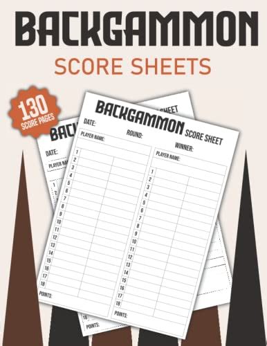 Backgammon score sheets: Large Backgammon Scoreboard, Keep Track of the ...