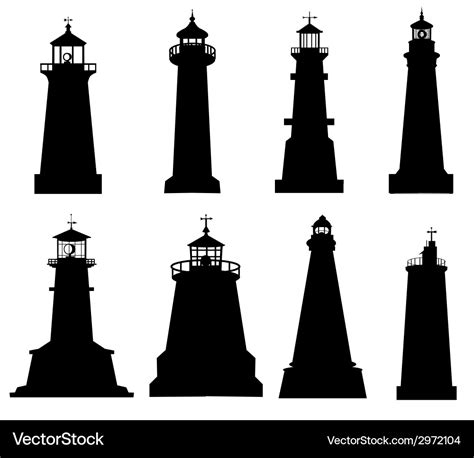 Lighthouse silhouette set Royalty Free Vector Image