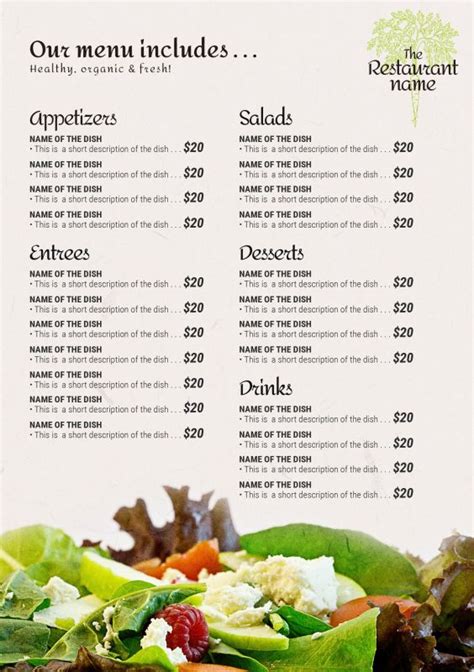 Food Menu Template - BigProductStore.com