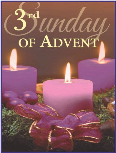 three candles with purple bows on them and the words 3rd sunday of advantt