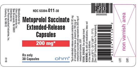 Metoprolol Succinate ER Capsules: Package Insert - Drugs.com