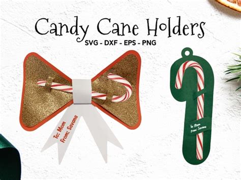 Candy Cane Holder SVG 3D Christmas Bow and Candy Cane Ornament for ...