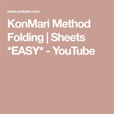 KonMari Method Folding | Sheets *EASY* - YouTube | Konmari method ...