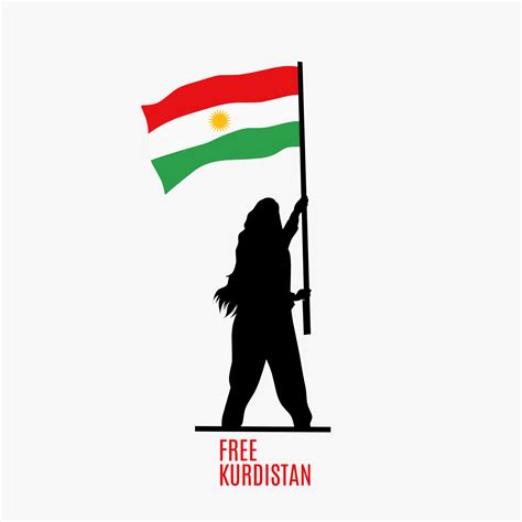 illustration vector of woman holding kurdistan flag,free kurdistan ...