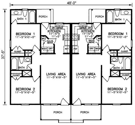 Duplex Multi-Family Plans - Duplex Floor Plans | COOL Multi-Family Plans