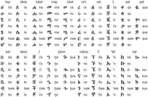 Part of the Ge'ez (Ethiopic) script for Amharic | Words in different ...