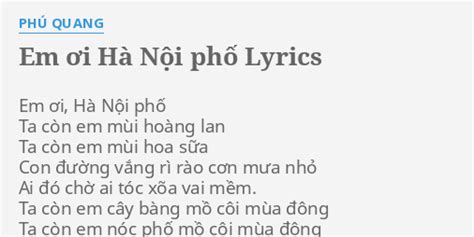 "EM ƠI HÀ NỘI PHỐ" LYRICS by PHÚ QUANG: Em ơi, Hà Nội...