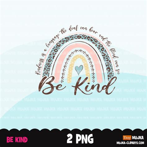 Be Kind rainbow, be kind sublimation, Boho rainbow clipart, be kind sh ...