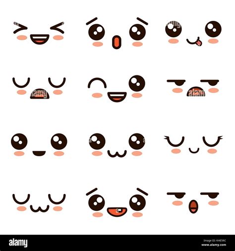 cute faces kawaii emoji cartoon Stock Vector Image & Art - Alamy