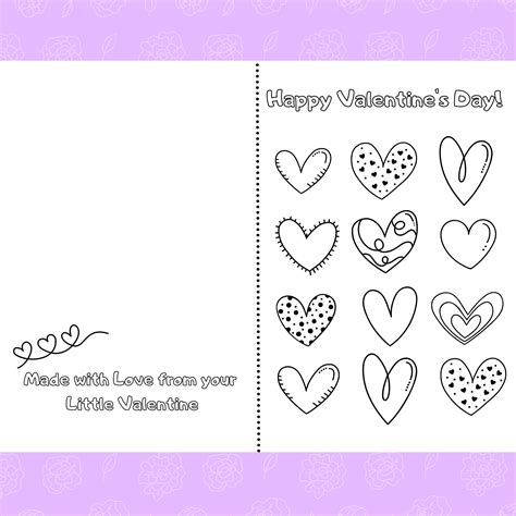 Heart You Printable Foldable Kids Valentine's Day Card to Color and ...