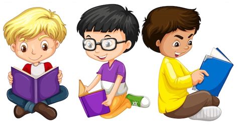 Free Vector | Three boys reading books