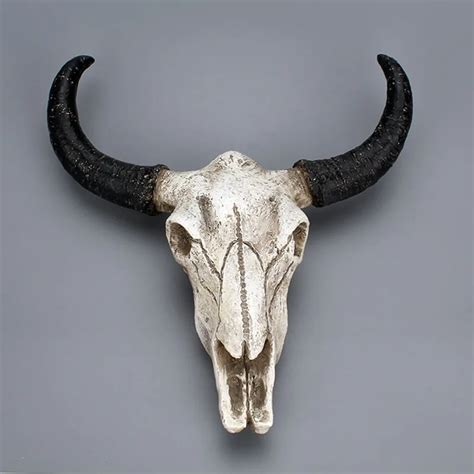 Resin Longhorn Cow Skull Head Wall Hanging decoration 3D Animal ...