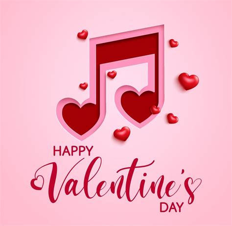 Valentine's music note vector banner background. Happy valentine's day ...