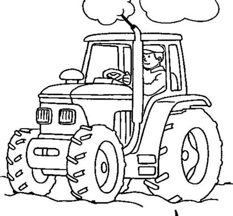 Farmer Working With Tractor Coloring Page - Download & Print Online ...