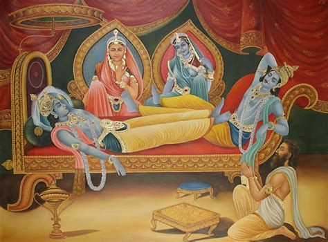 Shri Krishna, Arjuna, Draupadi and Subhadra (from the Mahabharata)